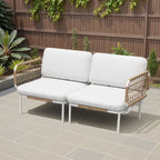 Outdoor Patio Sectional Sofa Set Cushioned Conversation Seating Set