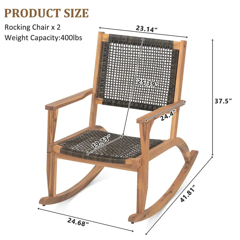 2 Pieces Patio Rocking Chair Set