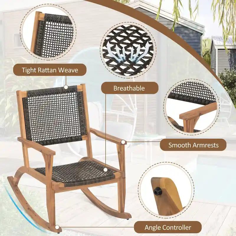 2 Pieces Patio Rocking Chair Set