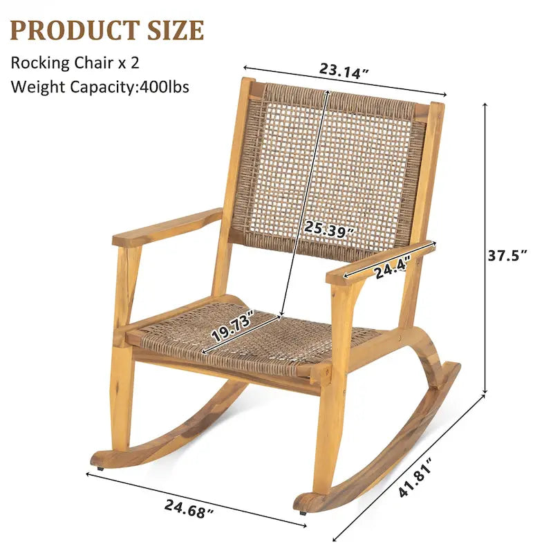 2 Pieces Patio Rocking Chair Set