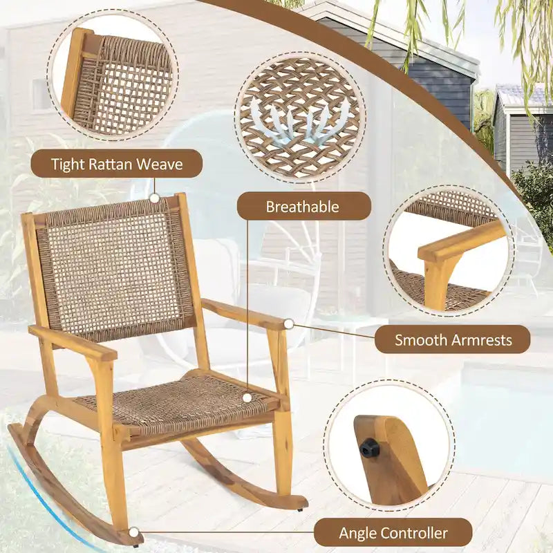2 Pieces Patio Rocking Chair Set