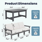 Outdoor Patio HDPE Sectional Sofa and Table Set, Removable Cushions Included