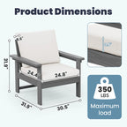 Outdoor Patio HDPE Sectional Sofa and Table Set, Removable Cushions Included