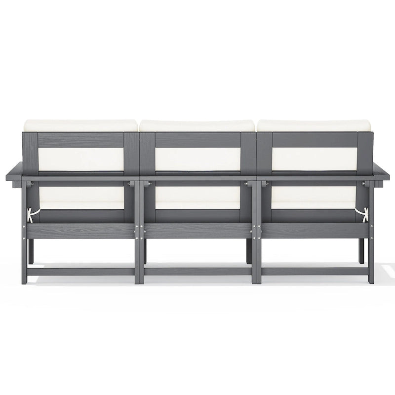 Outdoor Patio HDPE Sectional Sofa and Table Set, Removable Cushions Included