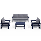 Outdoor Patio HDPE Sectional Sofa and Table Set, Removable Cushions Included