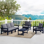 Outdoor Patio HDPE Sectional Sofa and Table Set, Removable Cushions Included