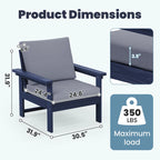 Outdoor Patio HDPE Sectional Sofa and Table Set, Removable Cushions Included