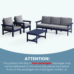 Outdoor Patio HDPE Sectional Sofa and Table Set, Removable Cushions Included