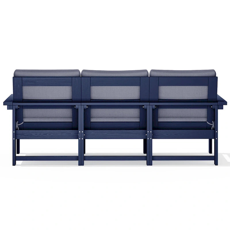Outdoor Patio HDPE Sectional Sofa and Table Set, Removable Cushions Included
