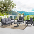 Outdoor Patio HDPE Sectional Sofa and Table Set, Removable Cushions Included