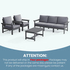 Outdoor Patio HDPE Sectional Sofa and Table Set, Removable Cushions Included