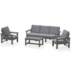 Outdoor Patio HDPE Sectional Sofa and Table Set, Removable Cushions Included