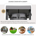 Outdoor 2-Piece Rattan Canopy Daybed Sunbed with Storage & Recliner