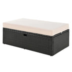 Outdoor 2-Piece Rattan Canopy Daybed Sunbed with Storage & Recliner