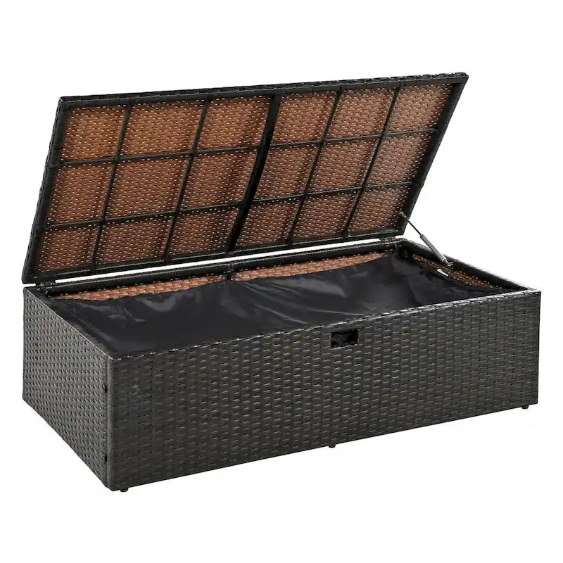 Outdoor 2-Piece Rattan Canopy Daybed Sunbed with Storage & Recliner