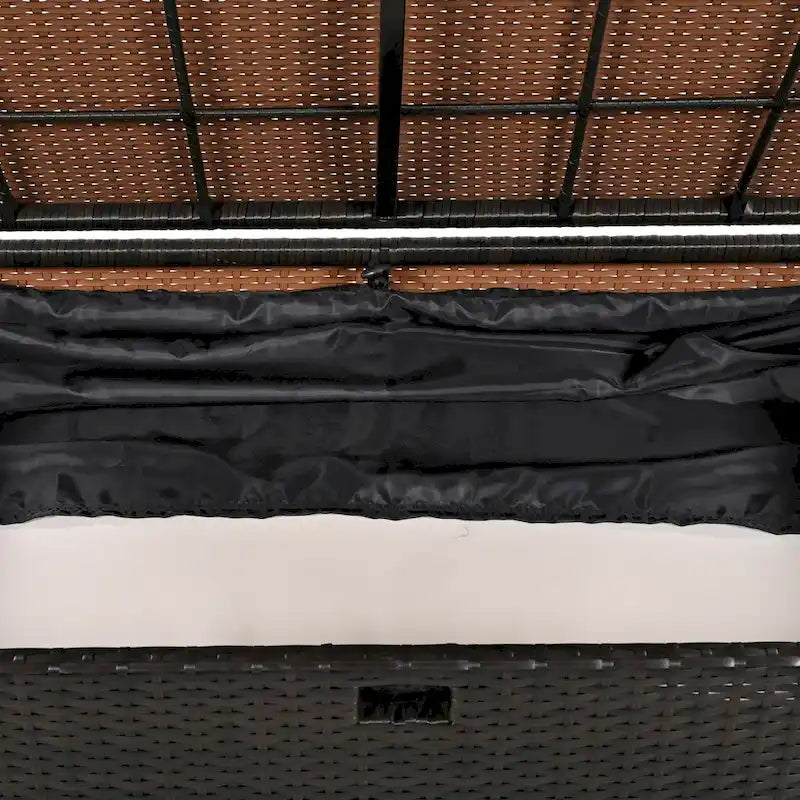 Outdoor 2-Piece Rattan Canopy Daybed Sunbed with Storage & Recliner