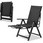 Folding Chaise Lounge Chair with10 Adjustable Positions and Retractable Footrest