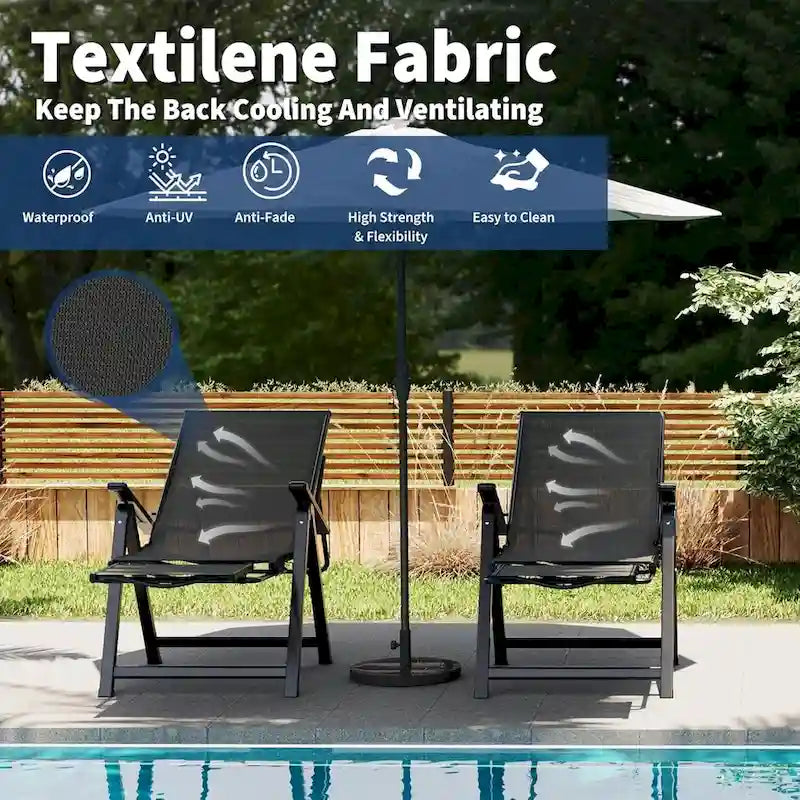 Folding Chaise Lounge Chair with10 Adjustable Positions and Retractable Footrest