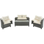8-Piece Outdoor Wicker Curved Sectional Sofa Set with Coffee Table