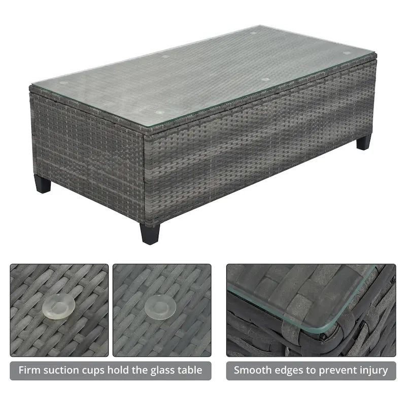 8-Piece Outdoor Wicker Curved Sectional Sofa Set with Coffee Table