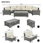 8-Piece Outdoor Wicker Curved Sectional Sofa Set with Coffee Table