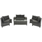 8-Piece Outdoor Wicker Curved Sectional Sofa Set with Coffee Table