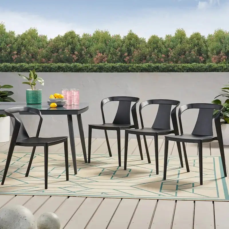 Orchid Outdoor Stacking Dining Chair (Set of 4) by Christopher Knight Home - 21.50  W x 19.50  D x 30.50  H