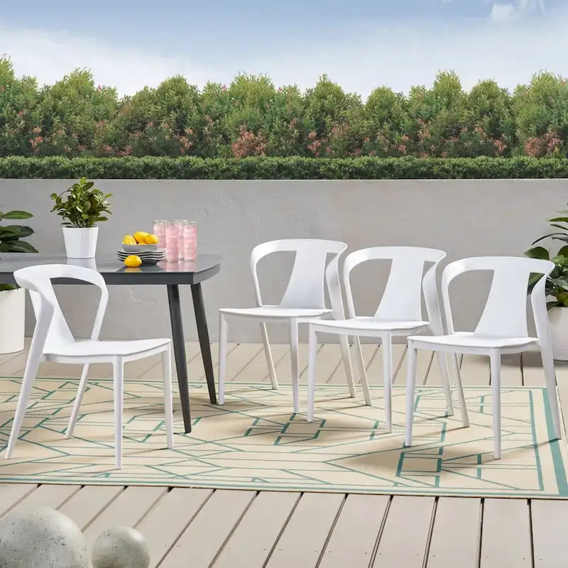 Orchid Outdoor Stacking Dining Chair (Set of 4) by Christopher Knight Home - 21.50  W x 19.50  D x 30.50  H