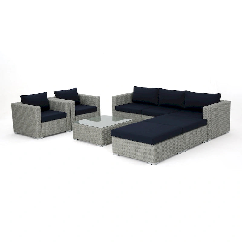 Santa Rosa Outdoor 8-piece Wicker Sectional Sofa Set with Cushions by Christopher Knight Home
