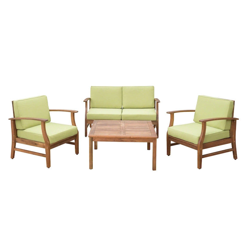 Perla Acacia 5-piece Chat Set with Cushions by Christopher Knight Home