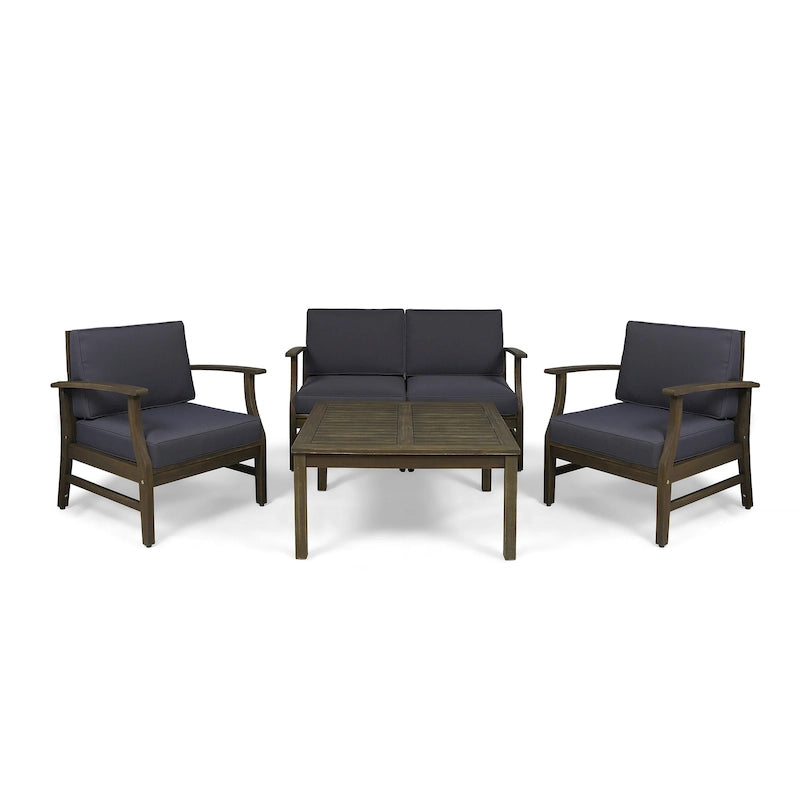 Perla Acacia 5-piece Chat Set with Cushions by Christopher Knight Home