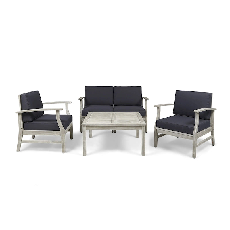 Perla Acacia 5-piece Chat Set with Cushions by Christopher Knight Home