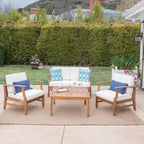 Perla Acacia 5-piece Chat Set with Cushions by Christopher Knight Home