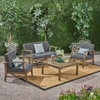 Perla Acacia 5-piece Chat Set with Cushions by Christopher Knight Home