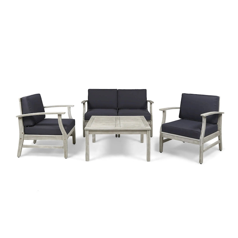 Perla Acacia 5-piece Chat Set with Cushions by Christopher Knight Home