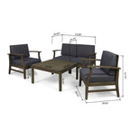Perla Acacia 5-piece Chat Set with Cushions by Christopher Knight Home