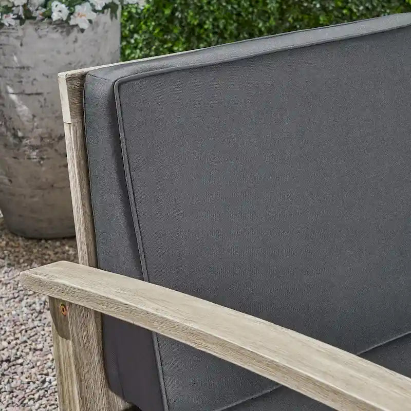 Perla Acacia 5-piece Chat Set with Cushions by Christopher Knight Home