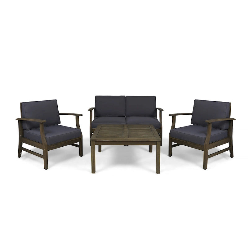 Perla Acacia 5-piece Chat Set with Cushions by Christopher Knight Home