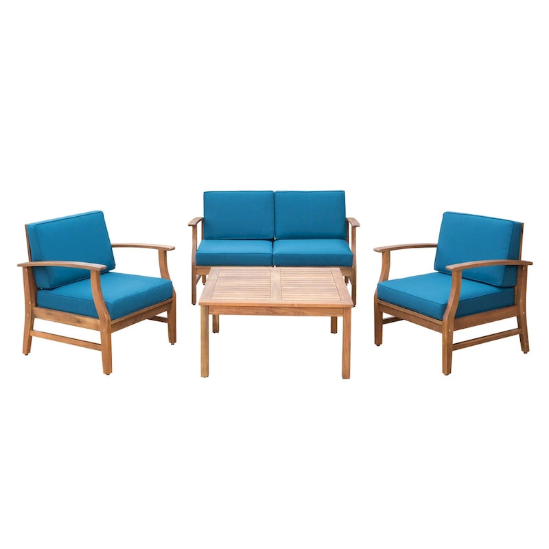 Perla Acacia 5-piece Chat Set with Cushions by Christopher Knight Home