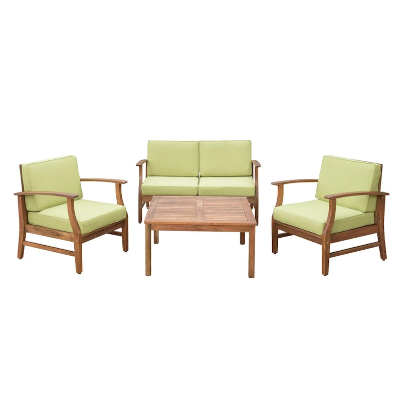 Perla Acacia 5-piece Chat Set with Cushions by Christopher Knight Home