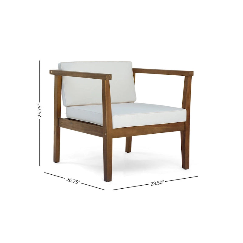 Newbury Outdoor Acacia Wood Club Chairs with Water-Resistant Cushions (Set of 4) by Christopher Knight Home