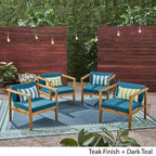 Newbury Outdoor Acacia Wood Club Chairs with Water-Resistant Cushions (Set of 4) by Christopher Knight Home