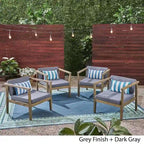 Newbury Outdoor Acacia Wood Club Chairs with Water-Resistant Cushions (Set of 4) by Christopher Knight Home