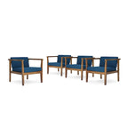 Newbury Outdoor Acacia Wood Club Chairs with Water-Resistant Cushions (Set of 4) by Christopher Knight Home
