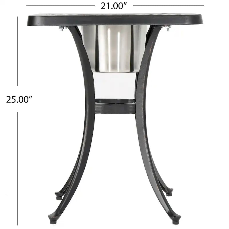 Ava Outdoor 3-piece Aluminum Square Bistro Set with Cushions by Christopher Knight Home
