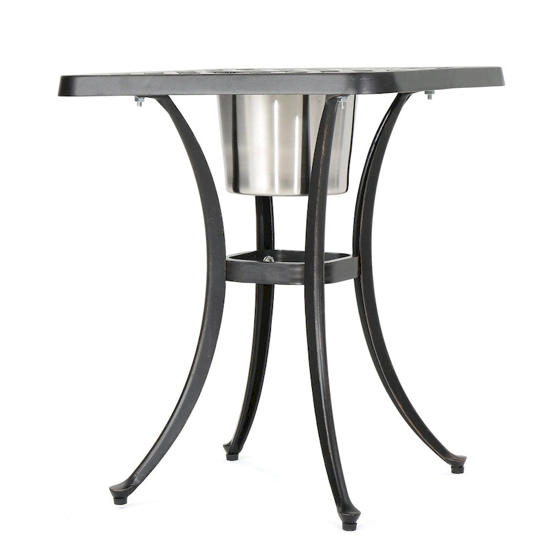 Ava Outdoor 3-piece Aluminum Square Bistro Set with Cushions by Christopher Knight Home