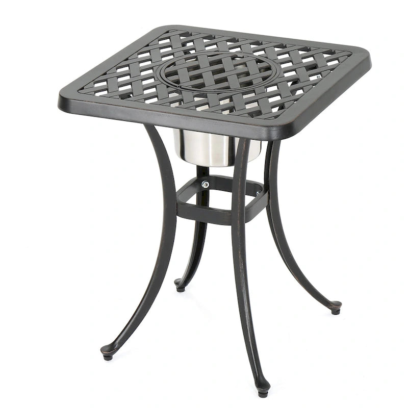Ava Outdoor 3-piece Aluminum Square Bistro Set with Cushions by Christopher Knight Home
