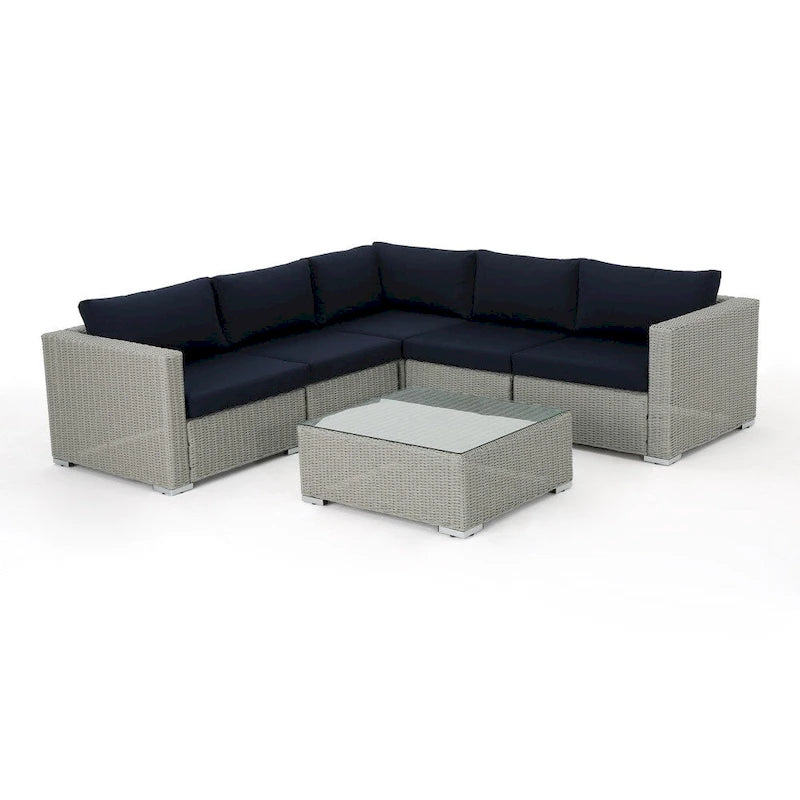 Santa Rosa Outdoor 6-piece Wicker Seating Sectional Set with Cushions by Christopher Knight Home