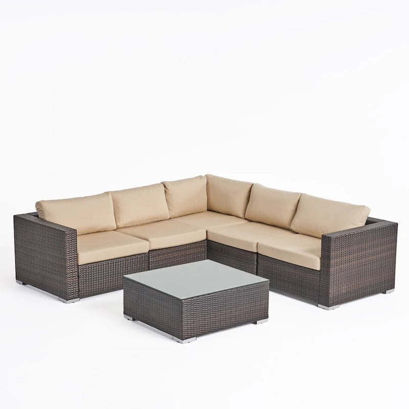 Santa Rosa Outdoor 6-piece Wicker Seating Sectional Set with Cushions by Christopher Knight Home