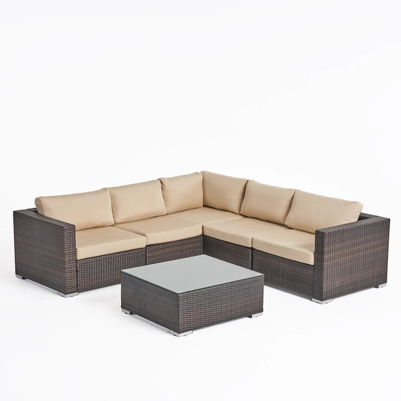 Santa Rosa Outdoor 6-piece Wicker Seating Sectional Set with Cushions by Christopher Knight Home